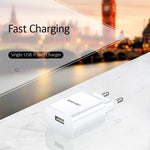USAMS US-CC075 T18 2.1A 단일 USB 여행용 충전기, EU 플러그