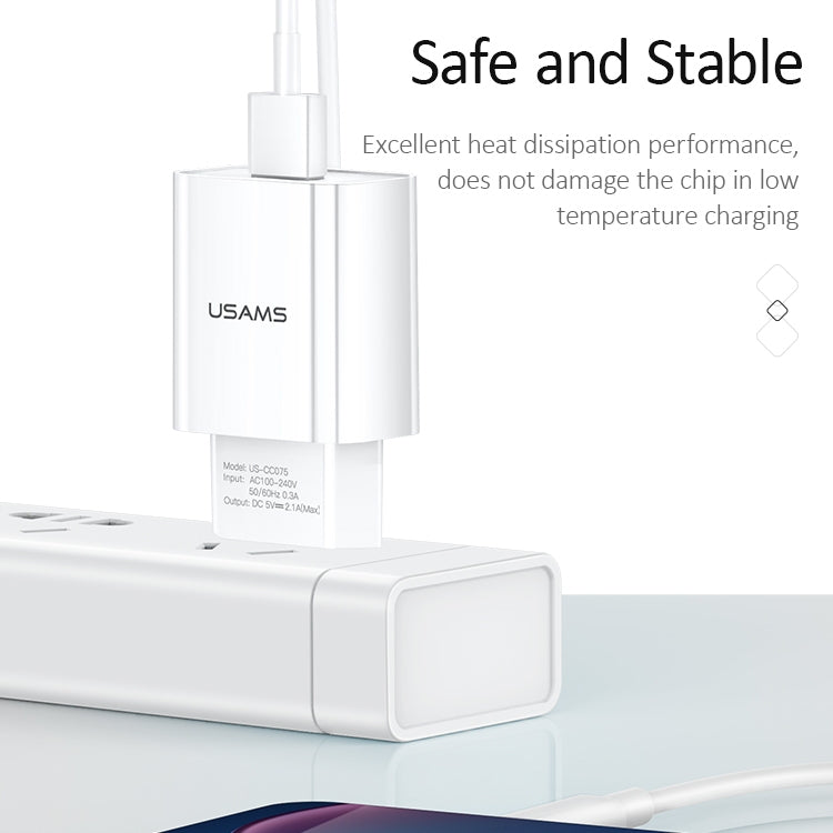 USAMS US-CC075 T18 2.1A 단일 USB 여행용 충전기, EU 플러그