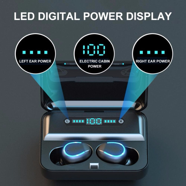 F9-5 지능형 노이즈 캔슬링 터치 블루투스 이어폰 충전 박스 포함, 3화면 LED 전원 표시, HD 통화, 보조 배터리, 시리 지원, F9-5 블랙, F9-5 화이트