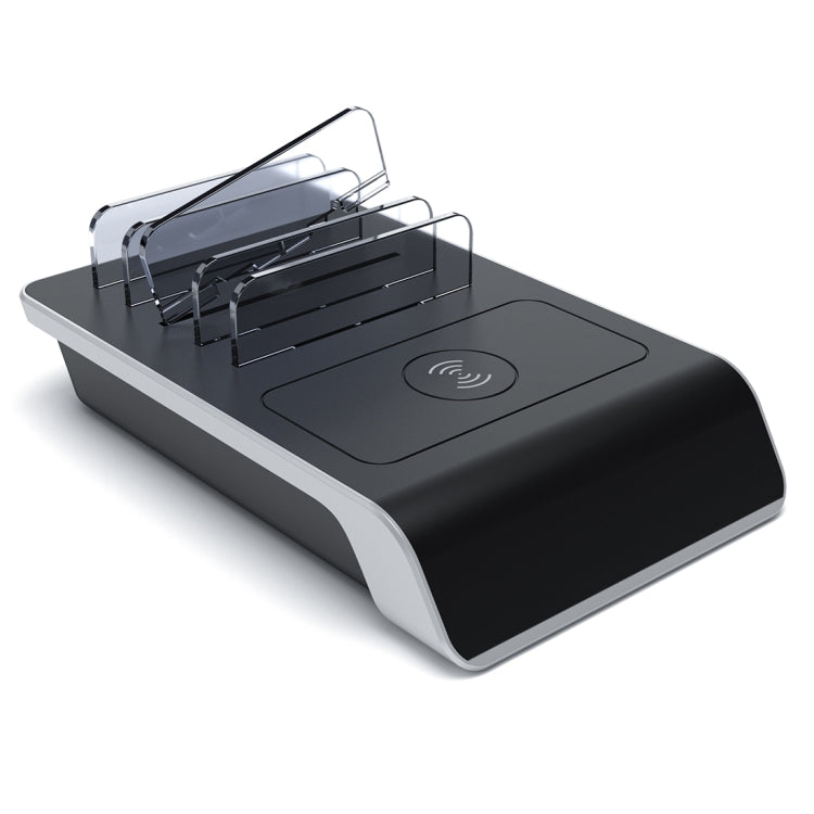 UD09 4포트 USB Qi 표준 무선 충전기 휴대폰 데스크탑 스탠드 홀더, 미국 플러그, 미국 플러그