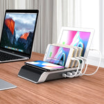 UD09 4포트 USB Qi 표준 무선 충전기 휴대폰 데스크탑 스탠드 홀더, 미국 플러그, 미국 플러그