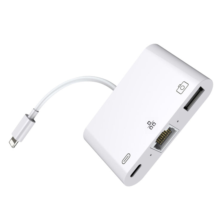 8핀 to RJ45 1000Mbps 네트워크 어댑터 + 충전 포트 + 카메라 USB 리드 다기능 컨버터, 1000Mbps