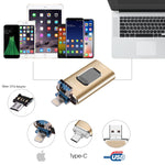 Richwell 3 in 1 16G Type-C + 8핀 + USB 3.0 메탈 푸시풀 플래시 디스크 OTG 기능 포함