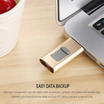 Richwell 3 in 1 16G Type-C + 8핀 + USB 3.0 메탈 푸시풀 플래시 디스크 OTG 기능 포함