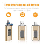 Richwell 3-in-1 64G Type-C + 8핀 + USB 3.0 메탈 푸시풀 플래시 디스크 OTG 기능 포함