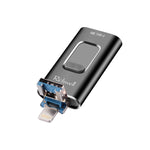 Richwell 3 in 1 128G Type-C + 8핀 + USB 3.0 메탈 푸시풀 플래시 디스크 OTG 기능 포함