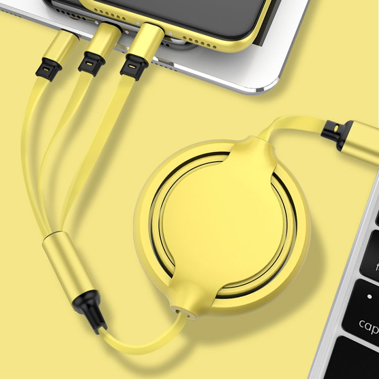 3.5A 액체 실리콘 3 in 1 USB to USB-C / Type-C + 8핀 + 마이크로 USB 자동 줄감기 데이터 동기화 충전 케이블