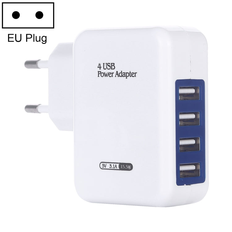HT-CD03 15.5W 5V 3.1A 4포트 USB 벽면 충전기 여행용 충전기, EU 플러그, HT-CD03