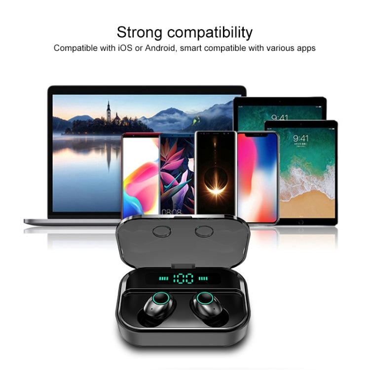 M7 TWS V5.0 양쪽 무선 스테레오 블루투스 헤드셋 충전 케이스 및 디지털 디스플레이 포함