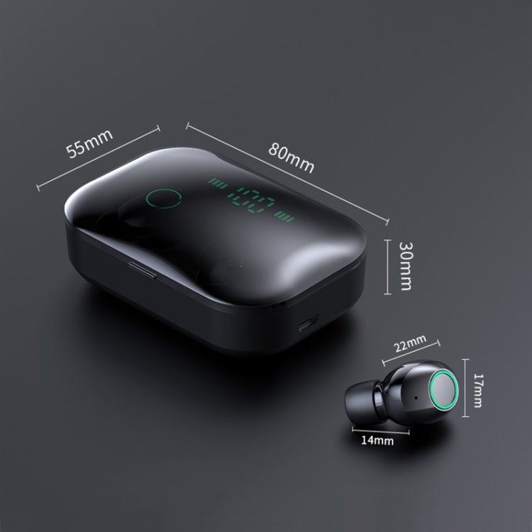 M7 TWS V5.0 양쪽 무선 스테레오 블루투스 헤드셋 충전 케이스 및 디지털 디스플레이 포함