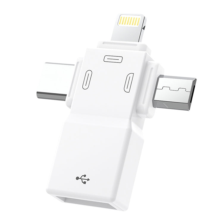 USB 2.0 to 8핀 + USB-C / 타입-C + 마이크로 USB OTG 어댑터