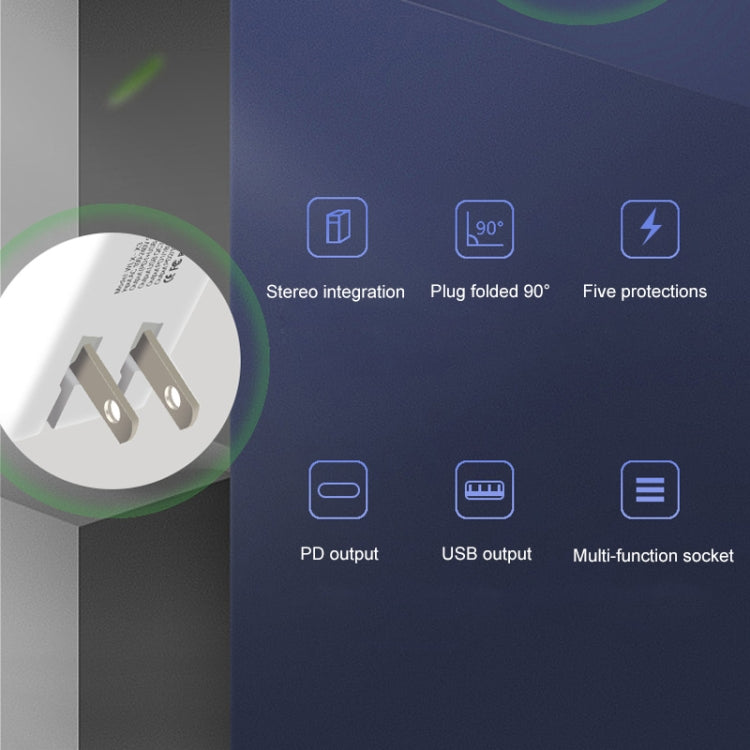 WLX-X3 36W 90도 접이식 핀 휴대용 다기능 USB 충전기, 미국 플러그