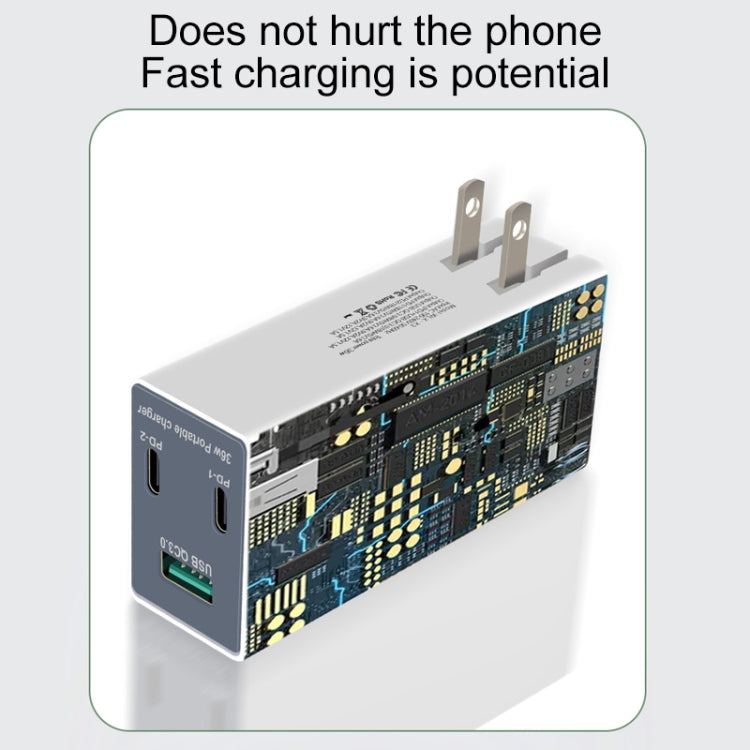 WLX-X3 36W 90도 접이식 핀 휴대용 다기능 USB 충전기, 미국 플러그