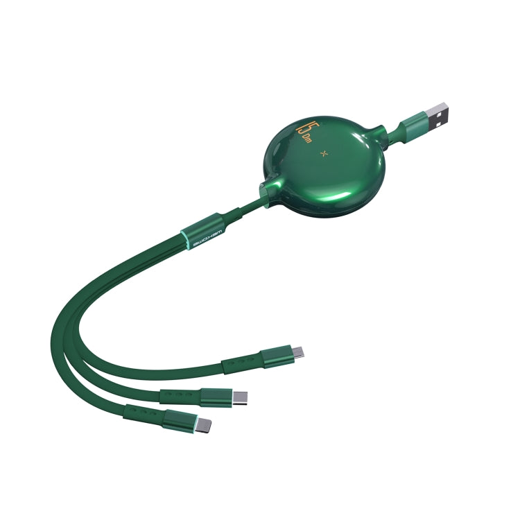 WK WDC-124 3A 3 in 1 8핀 + 타입-C / USB-C + 마이크로 USB 보나 시리즈 텔레스코픽 충전 데이터 케이블, 길이: 1.5m