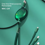 WK WDC-124 3A 3 in 1 8핀 + 타입-C / USB-C + 마이크로 USB 보나 시리즈 텔레스코픽 충전 데이터 케이블, 길이: 1.5m
