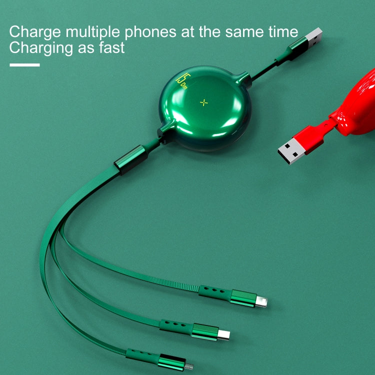 WK WDC-124 3A 3 in 1 8핀 + 타입-C / USB-C + 마이크로 USB 보나 시리즈 텔레스코픽 충전 데이터 케이블, 길이: 1.5m