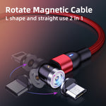 2m 2A 출력 USB to 8핀 나일론 꼬임 회전 자석 충전 케이블, 2m 8핀