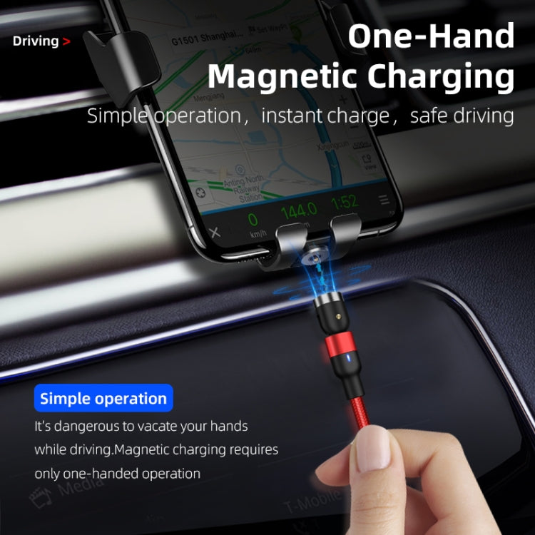 1m 2A 출력 3-in-1 USB to 8핀 + USB-C / 타입-C + 마이크로 USB 나일론 꼬임 회전 자석 충전 케이블, 1m 3-in-1