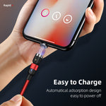 1m 2A 출력 3-in-1 USB to 8핀 + USB-C / 타입-C + 마이크로 USB 나일론 꼬임 회전 자석 충전 케이블, 1m 3-in-1