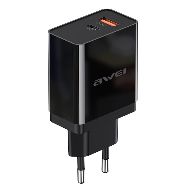 awei C-980 18W PD USB-C / 타입-C + QC 3.0 USB 인터페이스 고속 충전 여행용 충전기, EU 플러그