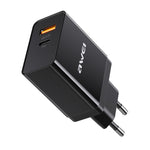 awei C-980 18W PD USB-C / 타입-C + QC 3.0 USB 인터페이스 고속 충전 여행용 충전기, EU 플러그