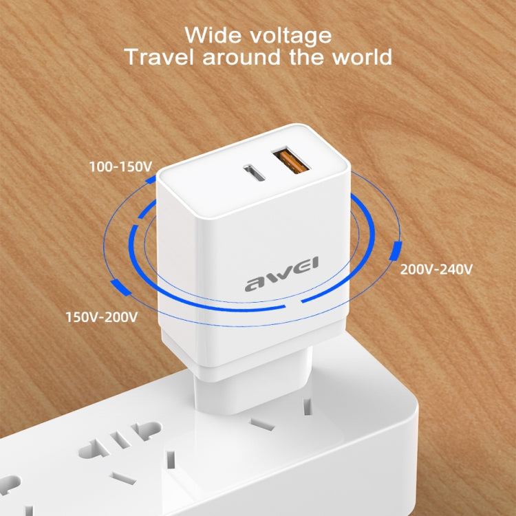 awei C-980 18W PD USB-C / 타입-C + QC 3.0 USB 인터페이스 고속 충전 여행용 충전기, EU 플러그