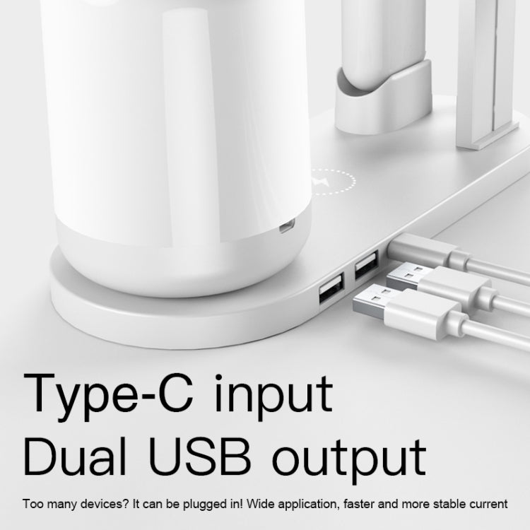 WS6 10W 2 USB 포트 + USB-C / 타입-C 포트 다기능 데스크 램프 + Qi 무선 충전기