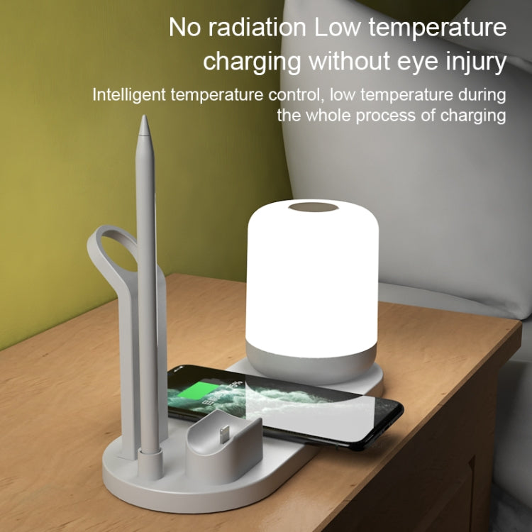WS6 10W 2 USB 포트 + USB-C / 타입-C 포트 다기능 데스크 램프 + Qi 무선 충전기