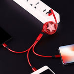 1.2m 3 in 1 USB to USB-C / 타입-C + 8핀 + 마이크로 USB 리트랙터블 데이터 동기화 충전 케이블