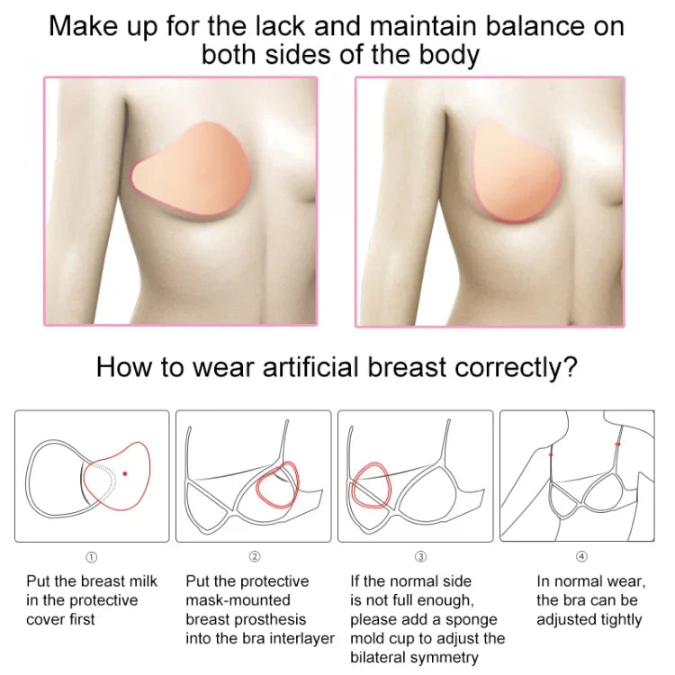 AS6 Spiral Shape Postoperative Rehabilitation Fake Breasts Silicone Breast Pad Nipple Cover 400g/Left, 400g/Left