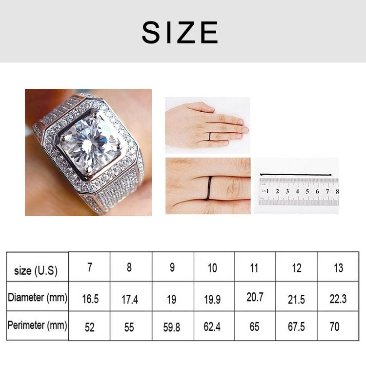 패션 풀 라인스톤 마이크로 인서트 실버 반지, 미국 사이즈: 11, 직경: 20.7mm, 둘레: 65mm, 11