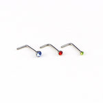 60개 혼합 색상 다이아몬드 모양 스테인리스 스틸 코 피어싱 반지 L자형, 핀 길이: 7mm, 핀 직경: 0.6mm (색상), 색상 (60개), 흰색 (60개)