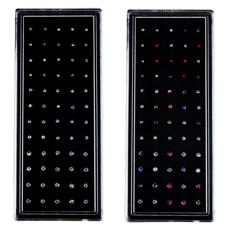 60개 혼합 색상 다이아몬드 모양 스테인리스 스틸 코 피어싱 반지 L자형, 핀 길이: 7mm, 핀 직경: 0.6mm (색상), 색상 (60개), 흰색 (60개)