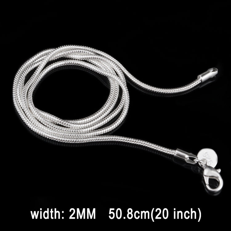 2MM 개성 패션 은도금 스네이크 본 체인(은 길이:20인치), 길이:20인치