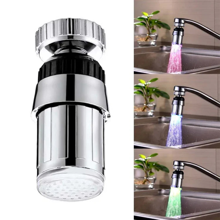 SDF-B6 1 LED ABS 온도 센서 3색 LED 수도꼭지 조명 물빛 샤워기, 사이즈: 58 x 24mm, 인터페이스: 22mm (실버), SDF-B6 3색