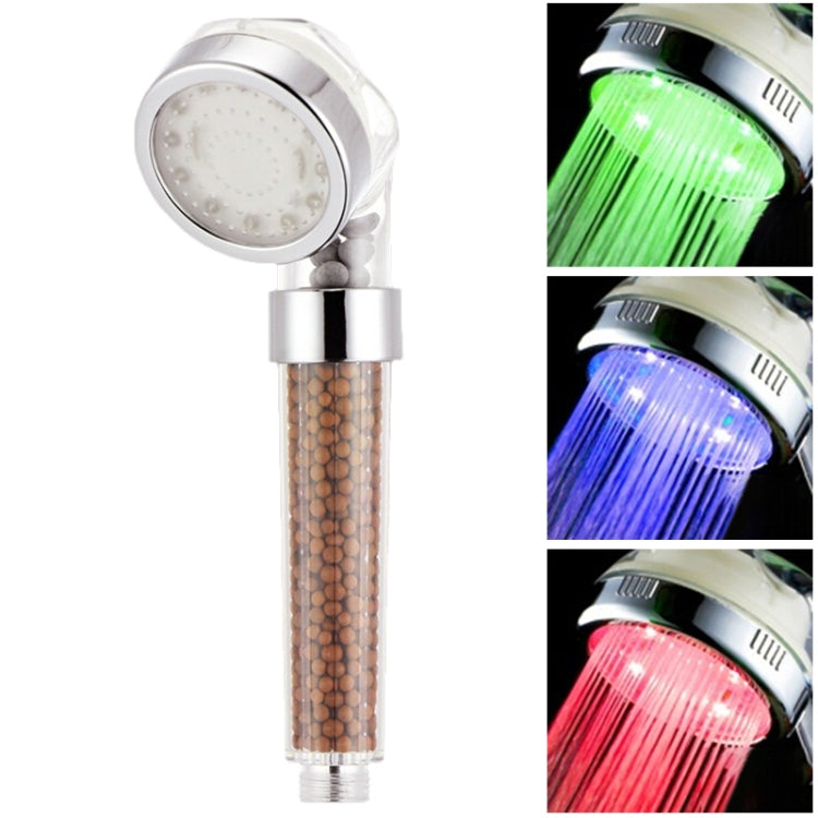 SDS-A23 15 LED ABS 온도 센서 음이온 RGB LED 샤워 헤드, 크기: 23 x 6.5 x 5.8cm, 인터페이스: 20mm, SDS-A23