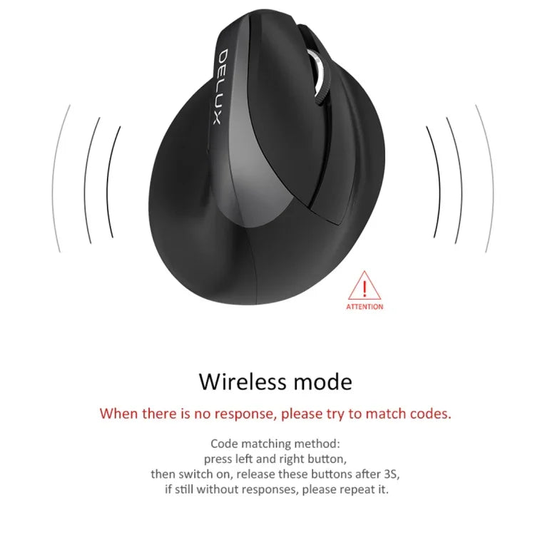 DELUX M618 미니 2.4G 무선 2400DPI USB 충전식 인체공학적 수직 마우스, M618 그레이