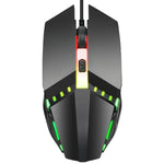 HXSJ S200 USB2.0 1600dpi 조절 가능 4키 컬러풀 발광 유선 게이밍 마우스, 길이: 1.5m