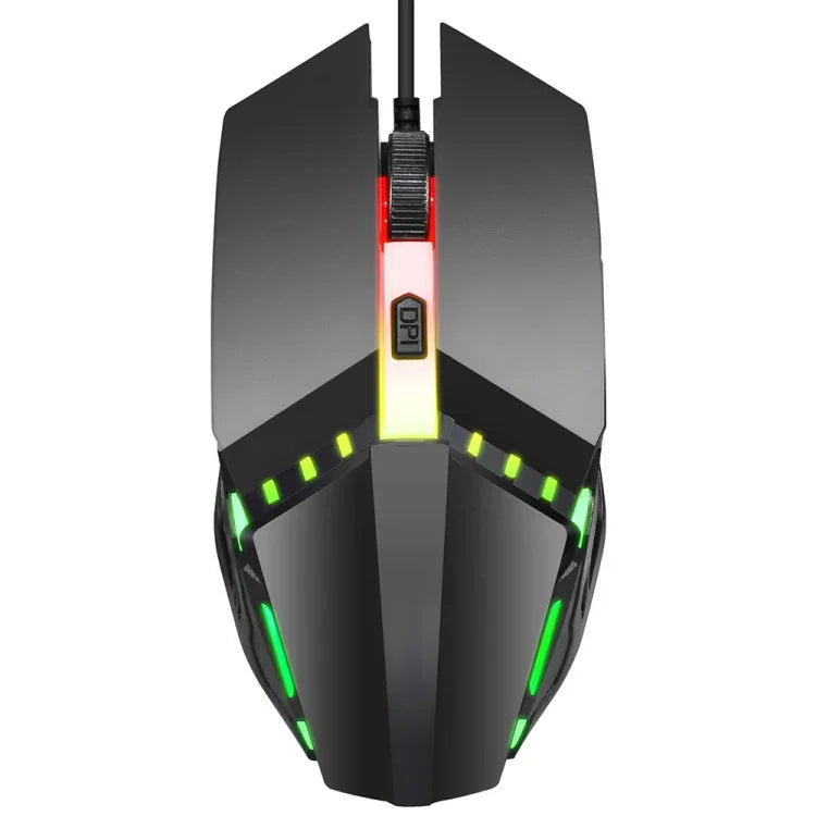 HXSJ S200 USB2.0 1600dpi 조절 가능 4키 컬러풀 발광 유선 게이밍 마우스, 길이: 1.5m