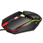 HXSJ S200 USB2.0 1600dpi 조절 가능 4키 컬러풀 발광 유선 게이밍 마우스, 길이: 1.5m