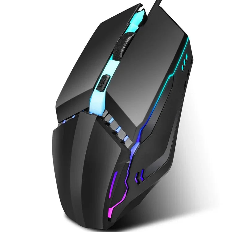 HXSJ S200 USB2.0 1600dpi 조절 가능 4키 컬러풀 발광 유선 게이밍 마우스, 길이: 1.5m
