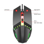 HXSJ S200 USB2.0 1600dpi 조절 가능 4키 컬러풀 발광 유선 게이밍 마우스, 길이: 1.5m