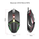 HXSJ S200 USB2.0 1600dpi 조절 가능 4키 컬러풀 발광 유선 게이밍 마우스, 길이: 1.5m