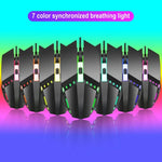 HXSJ S200 USB2.0 1600dpi 조절 가능 4키 컬러풀 발광 유선 게이밍 마우스, 길이: 1.5m