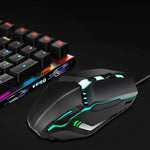 HXSJ S200 USB2.0 1600dpi 조절 가능 4키 컬러풀 발광 유선 게이밍 마우스, 길이: 1.5m