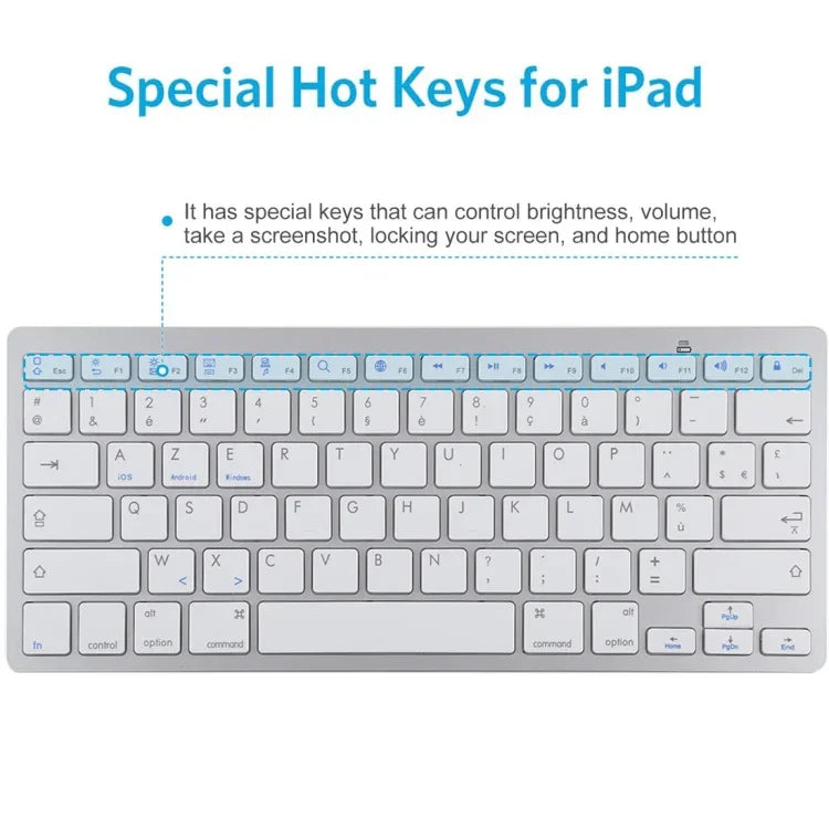 WB-8022 iPad, 삼성, 화웨이, 샤오미, 태블릿 PC 또는 스마트폰용 초슬림 무선 블루투스 키보드, 프랑스어 키, 프랑스어 키