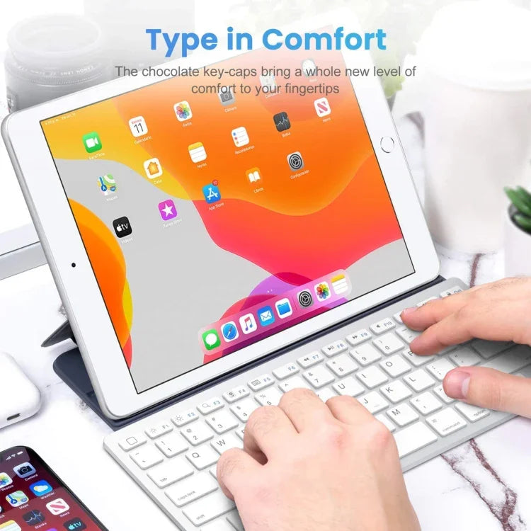 WB-8022 iPad, 삼성, 화웨이, 샤오미, 태블릿 PC 또는 스마트폰용 초슬림 무선 블루투스 키보드, 프랑스어 키, 프랑스어 키