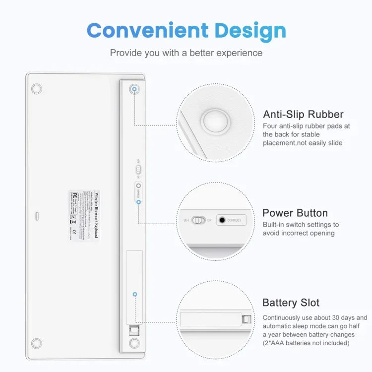 WB-8022 iPad, 삼성, 화웨이, 샤오미, 태블릿 PC 또는 스마트폰용 초슬림 무선 블루투스 키보드, 프랑스어 키, 프랑스어 키