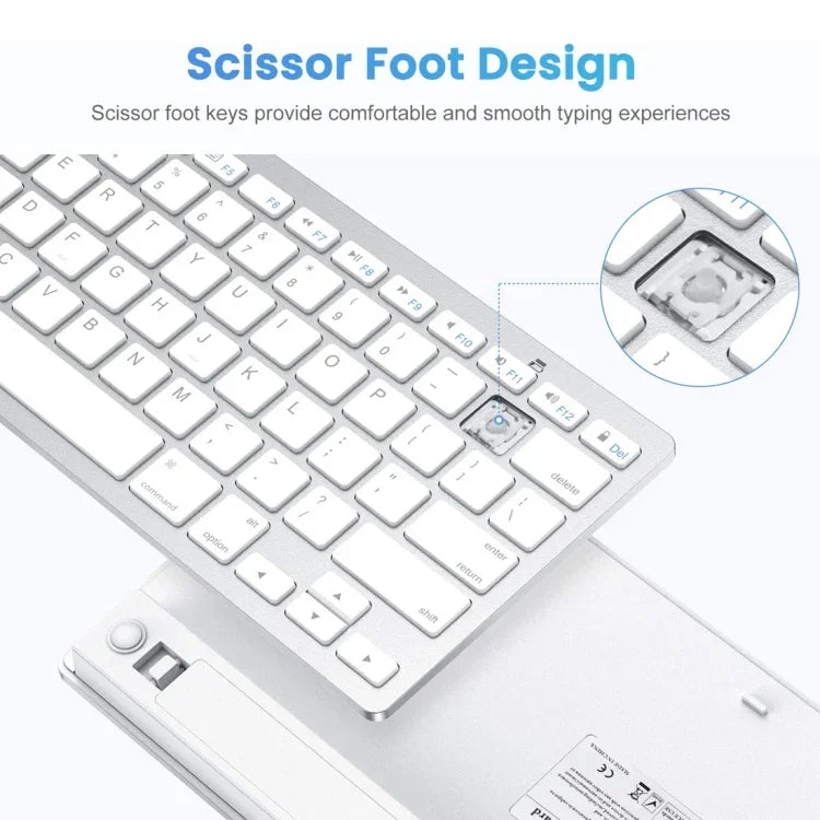 WB-8022 iPad, 삼성, 화웨이, 샤오미, 태블릿 PC 또는 스마트폰용 초슬림 무선 블루투스 키보드, 프랑스어 키, 프랑스어 키