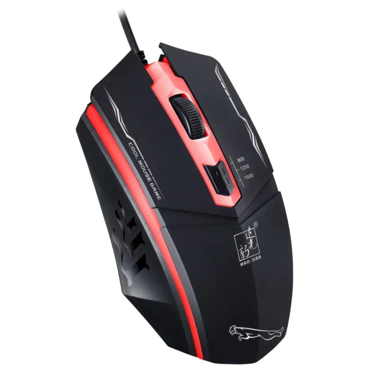 Chasing Leopard 199 USB 1600DPI 3단계 조절 LED 백라이트 유선 광학 게이밍 마우스, 길이: 1.3m, 199 블랙, 199